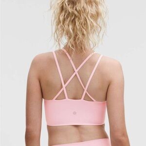 Lululemon Longline Like a Cloud B/C Strappy Yoga Sports Bra Pink Organza 10